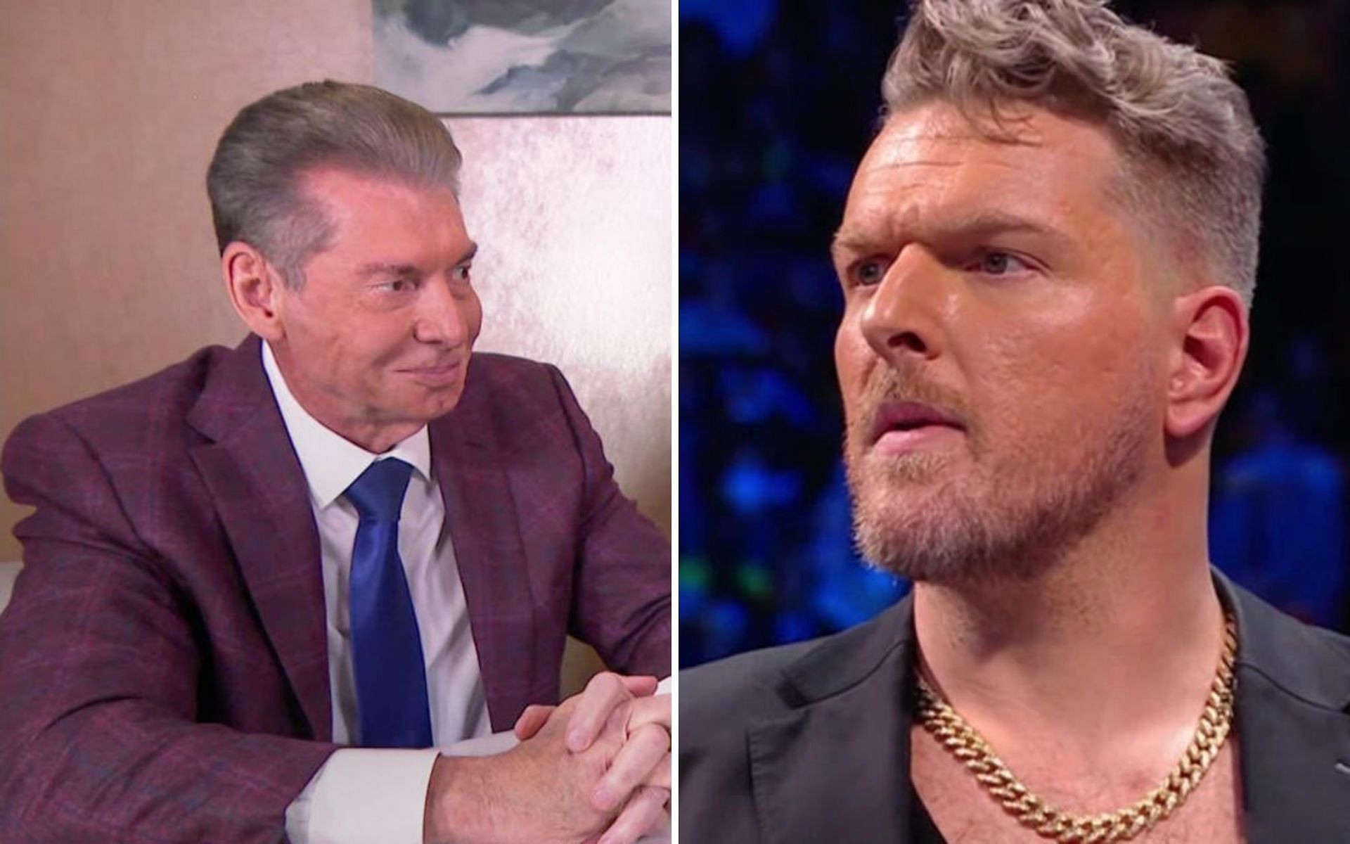 Vince McMahon (left); Pat McAfee (right)