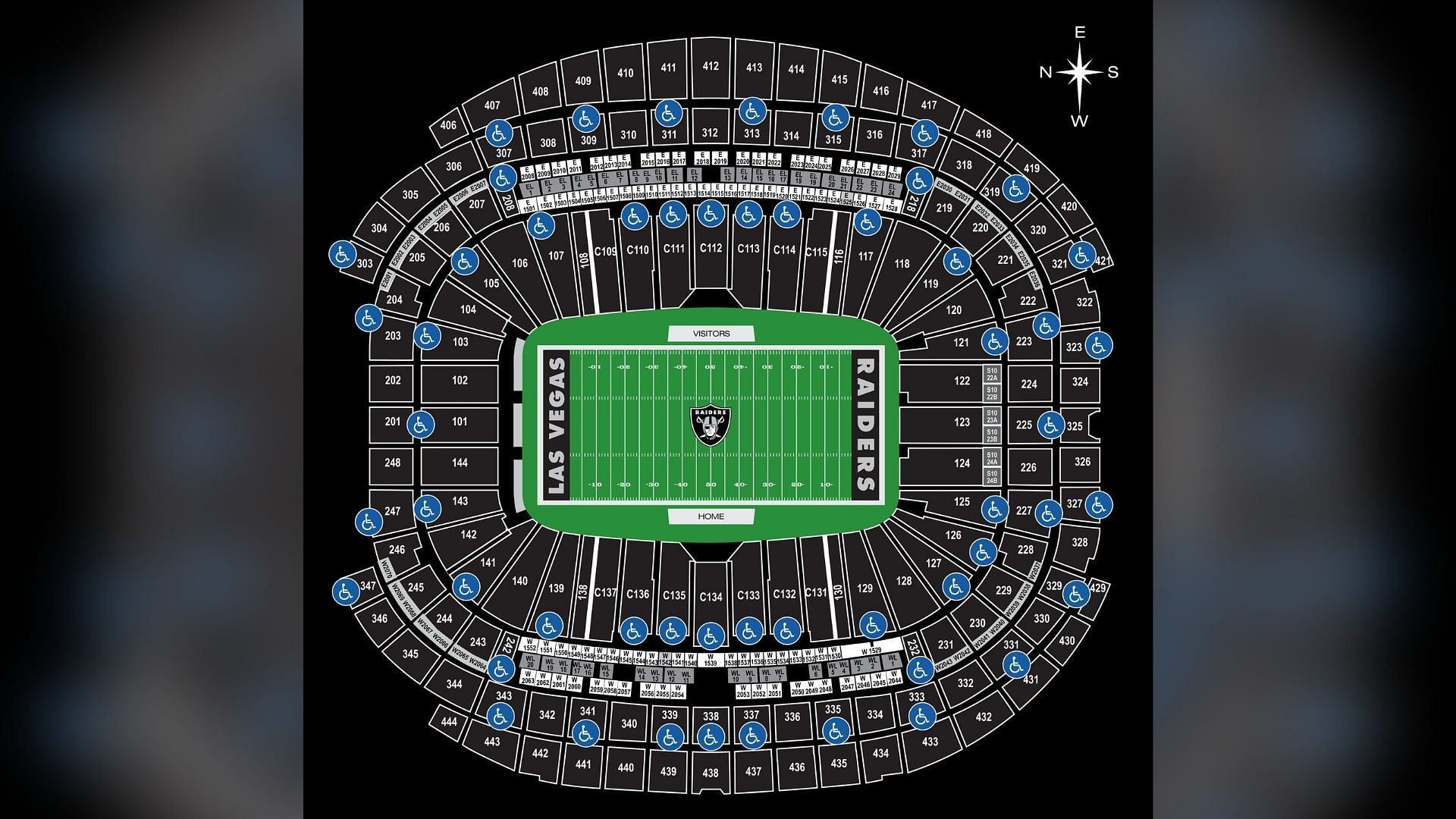 Allegiant Stadium seating chart for ADA seats in general (Image via Allegiant Stadium website)