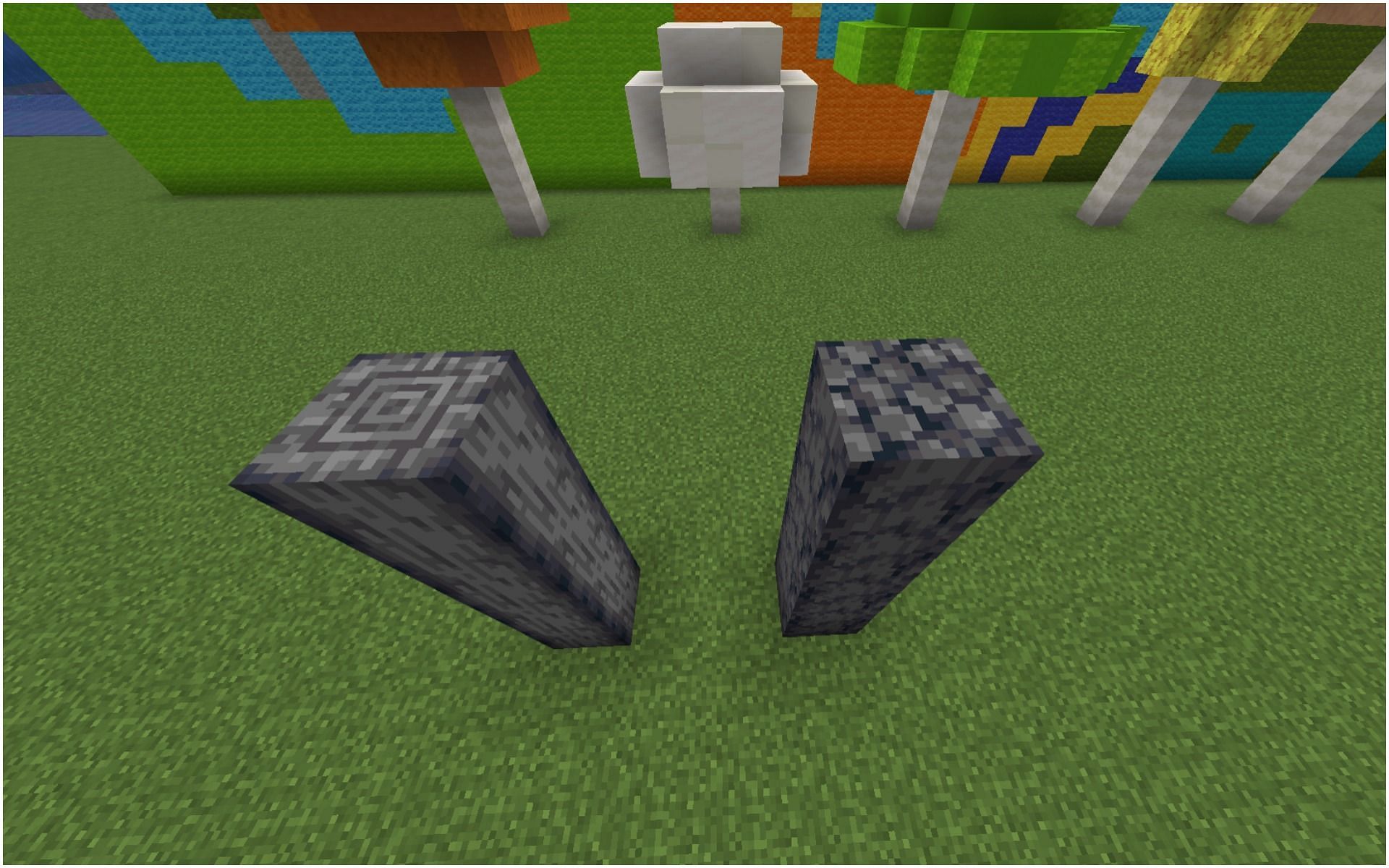 Regular basalt (left) vs smooth basalt (right) (Image via Minecraft)