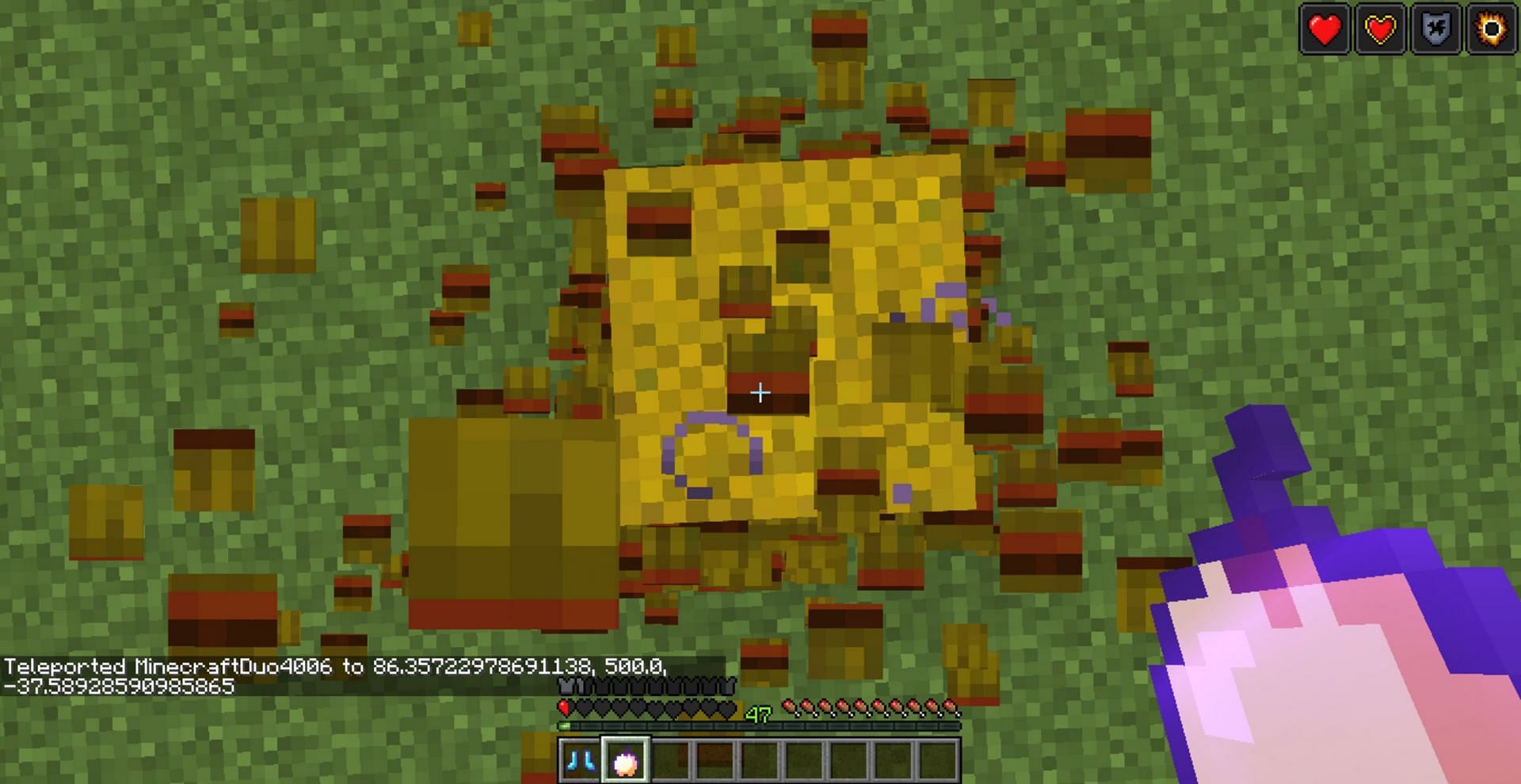 Hay bales, honey, and slime blocks aren&#039;t the only way to survive a huge fall (Image via Mojang)