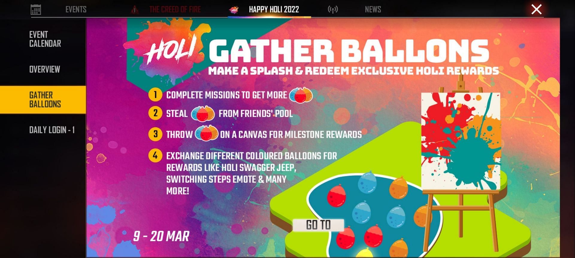Switching Steps emote is available in Gather Balloons event (Image via Garena)