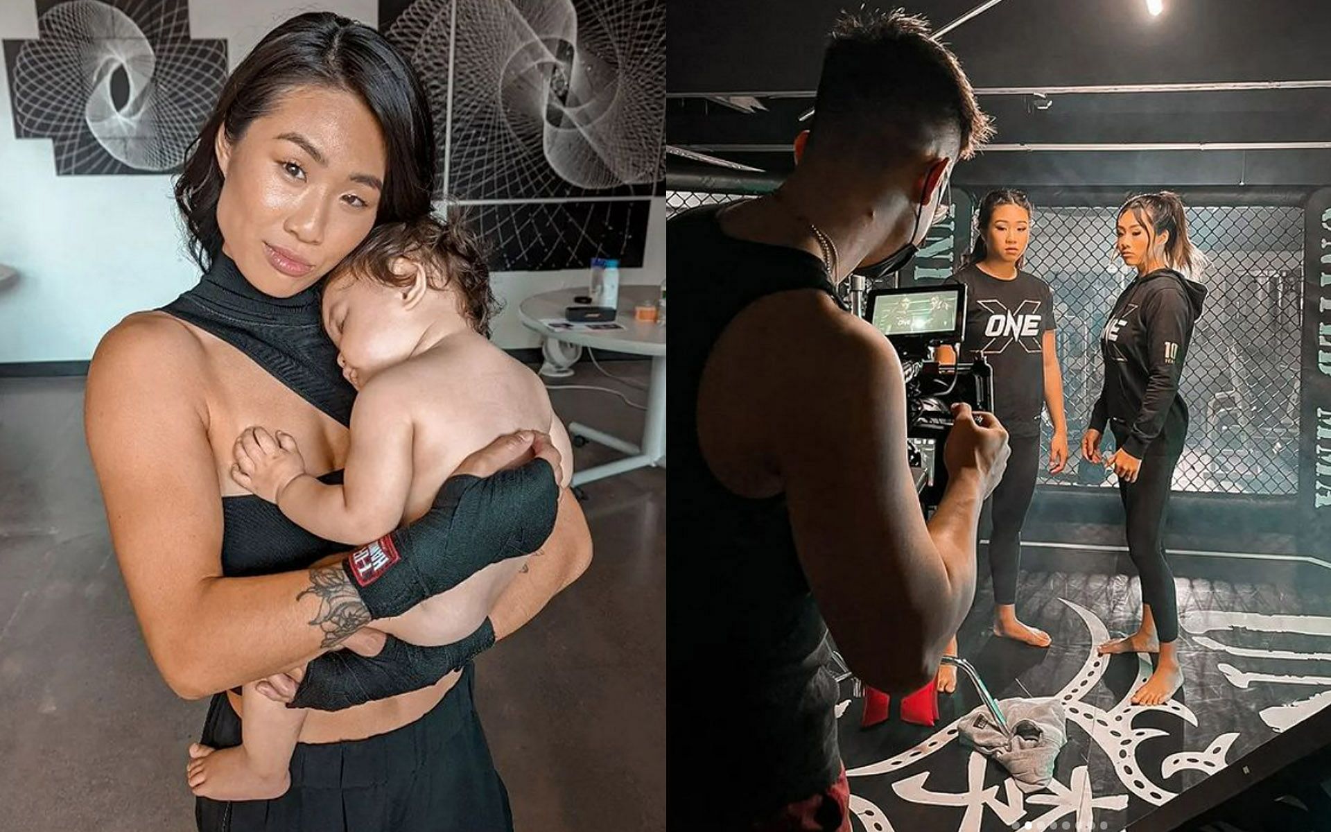 Angela Lee (Left) shared some behind the scenes photos (Right) that may have teased Victoria Lee&#039;s part in ONE X. | [Photos: Angela Lee&#039;s Instagram]