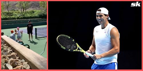 Rafael Nadal made a young fan's day by practicing with her during his time in Indian Wells