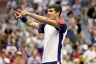 2021 US Open - Carlos Alcaraz celebrates his breathtaking victory over Tsitsipas