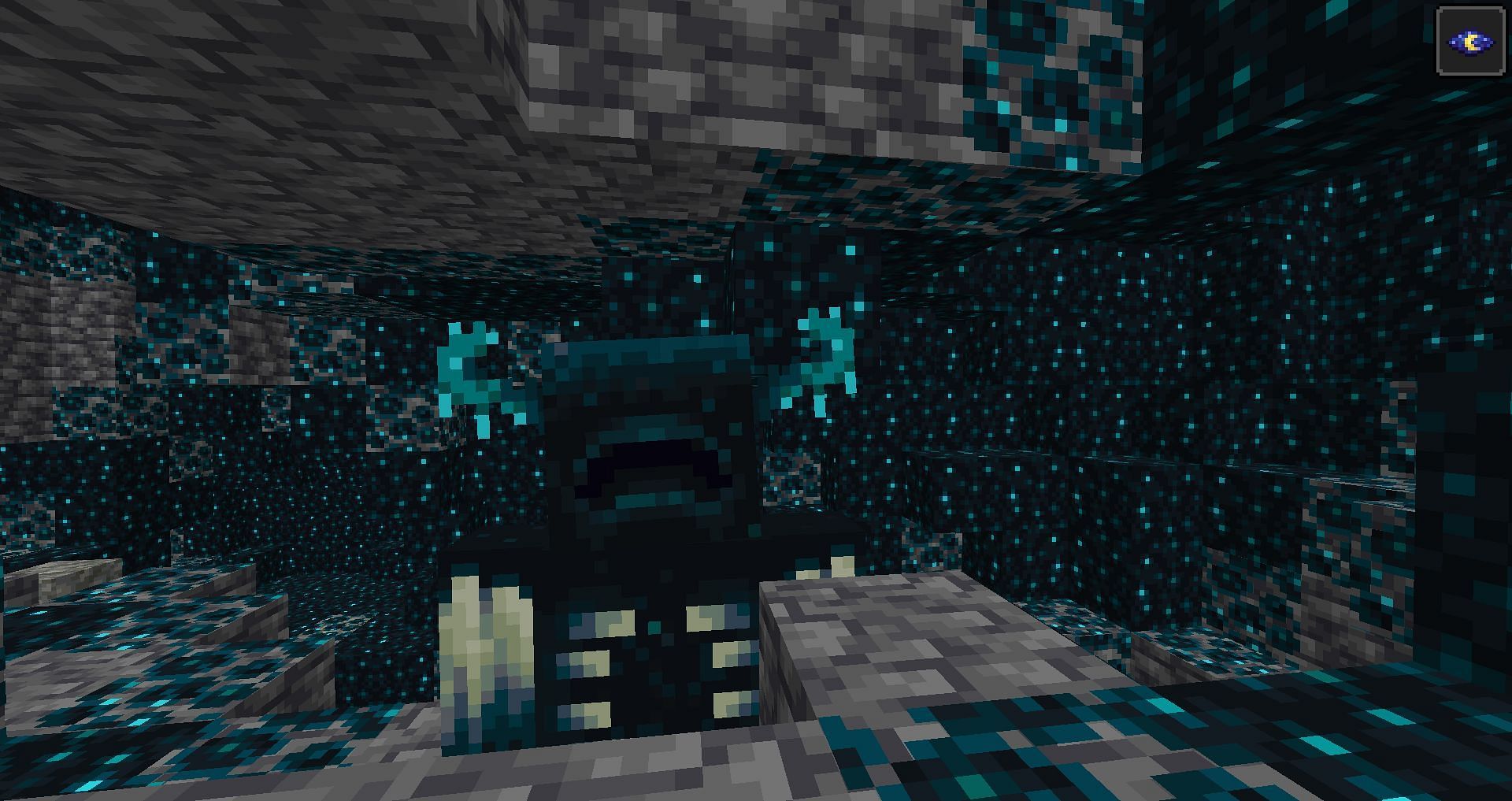 Warden in deep dark cave(Image via Minecraft)