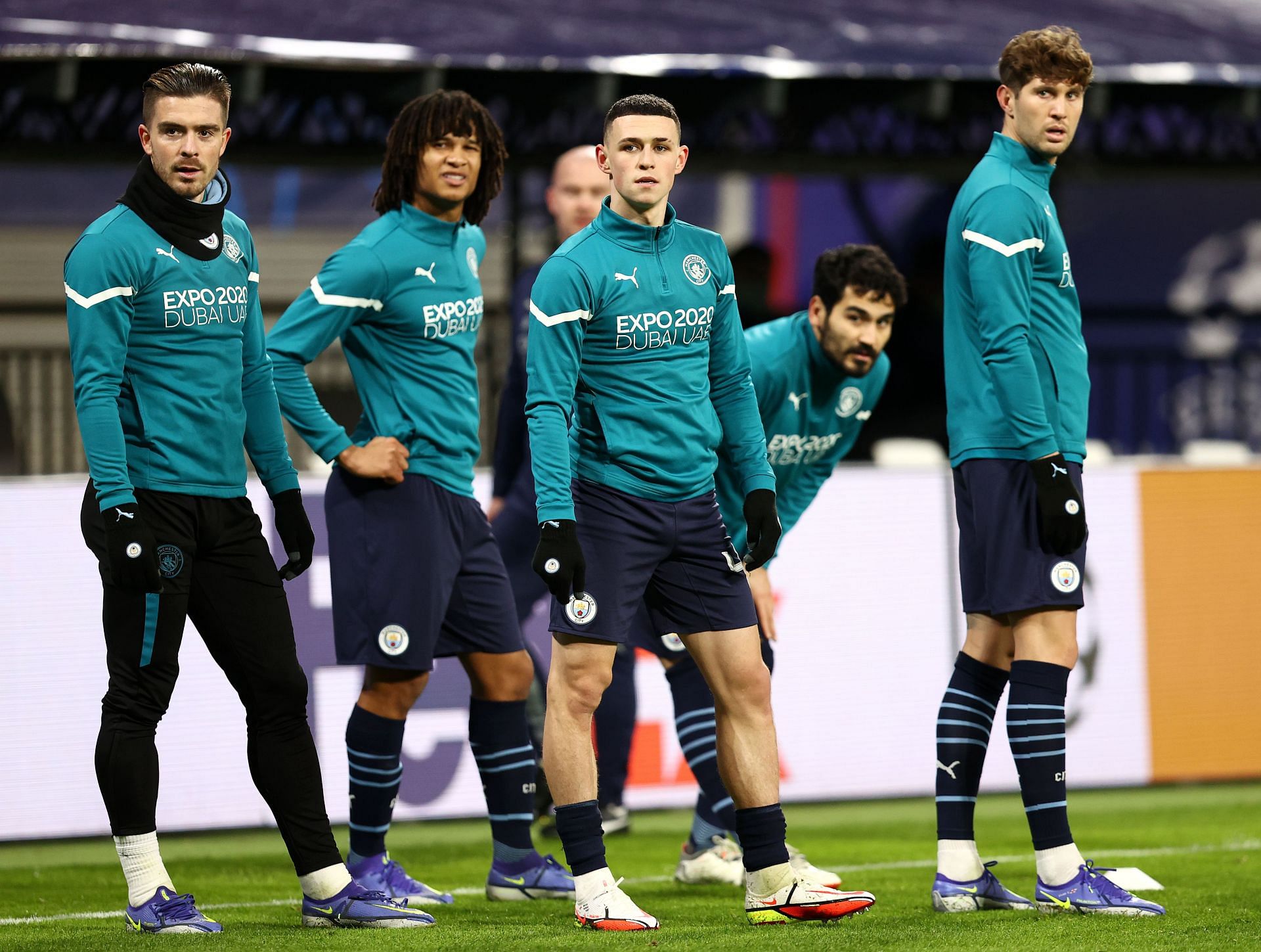 (L to R) Jack Grealish, Nathan Ake, Phil Foden, Ilkay Gundogan and John Stones.