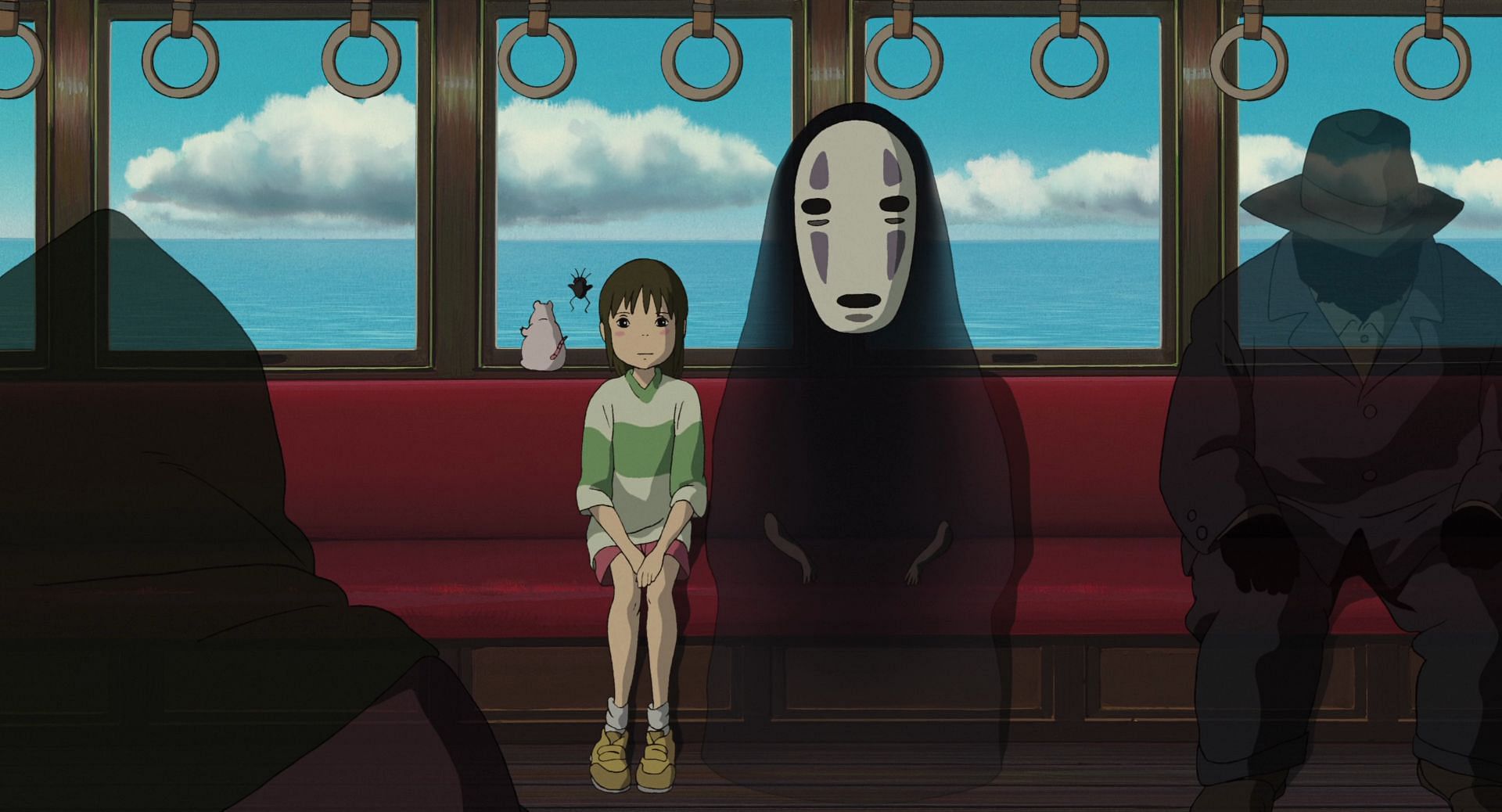The Train scene from Spirited Away, featuring Chihiro and No-Face (Image via Studio Ghibli)