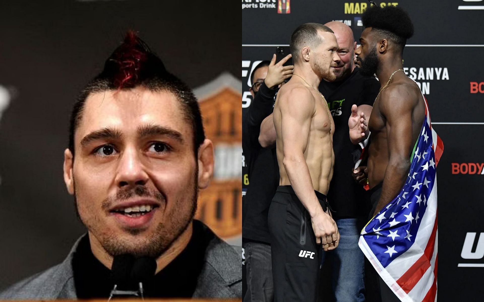 Dan Hardy (left); Petr Yan and Aljamain Sterling (right)