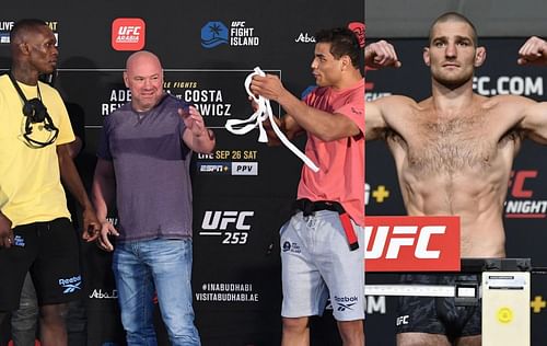 Israel Adesanya (left), Paulo Costa (center) & Sean Strickland (right)