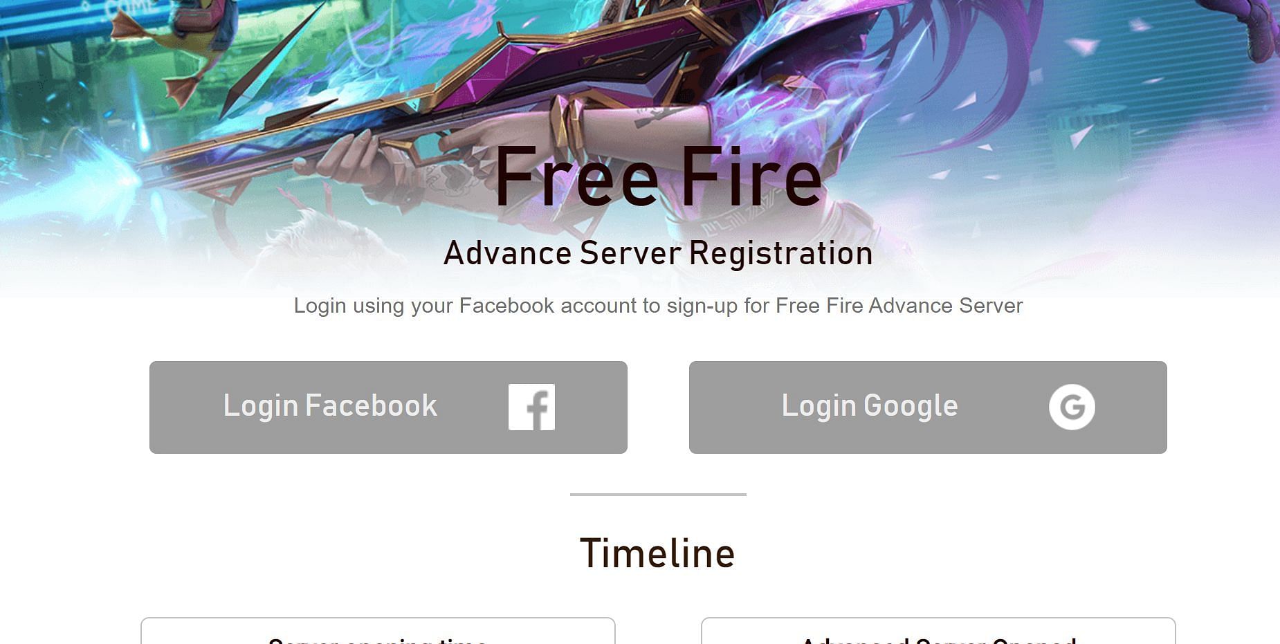 Google and Facebook are the two options available (Image via Garena)