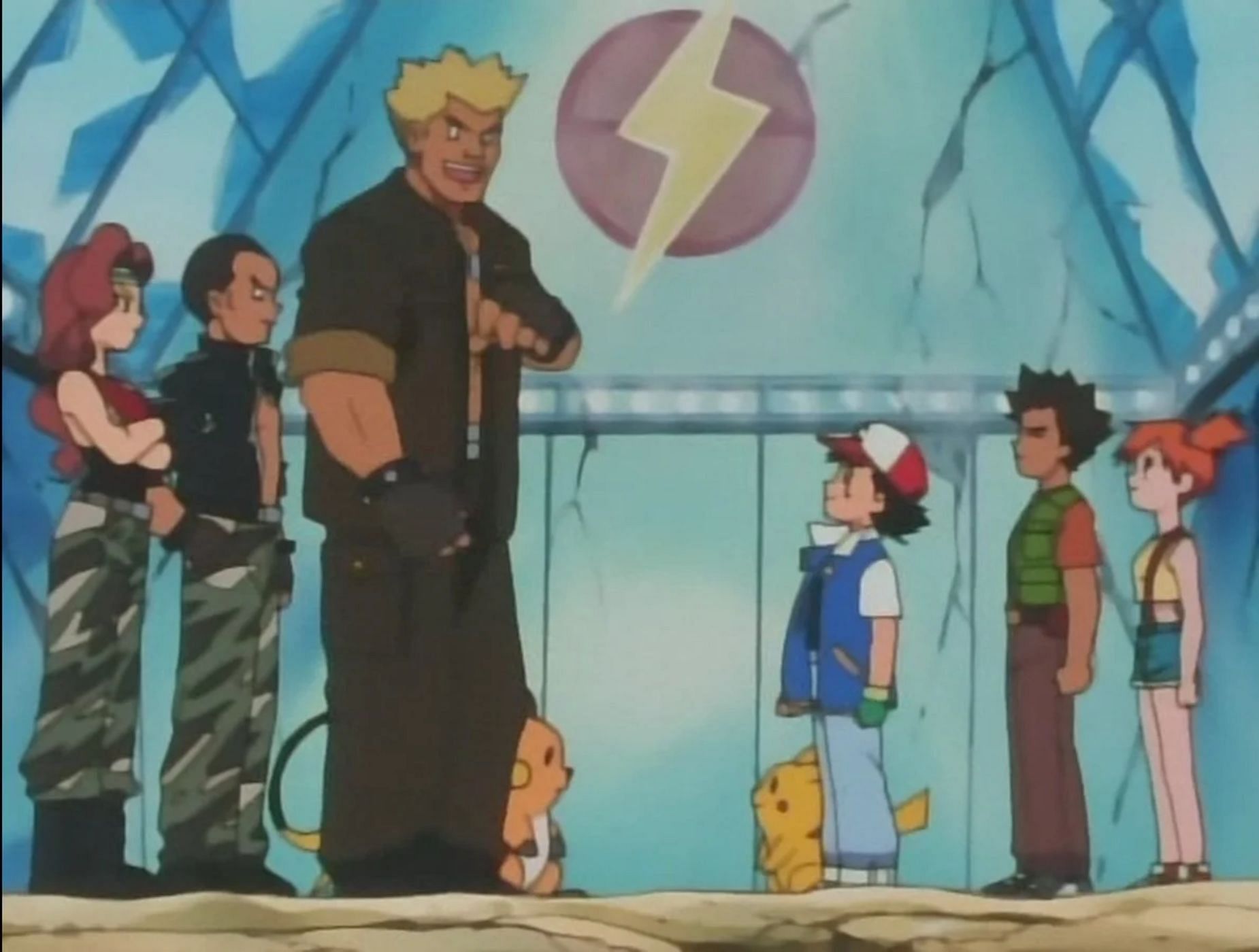 Surge commending Ash on his well-fought battle (Image via The Pokemon Company)