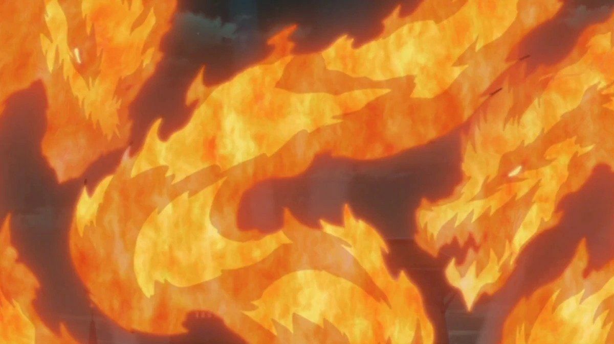 Sasuke&#039;s Fire Release: Dragon Fire Technique (Image via Studio Pierrot)