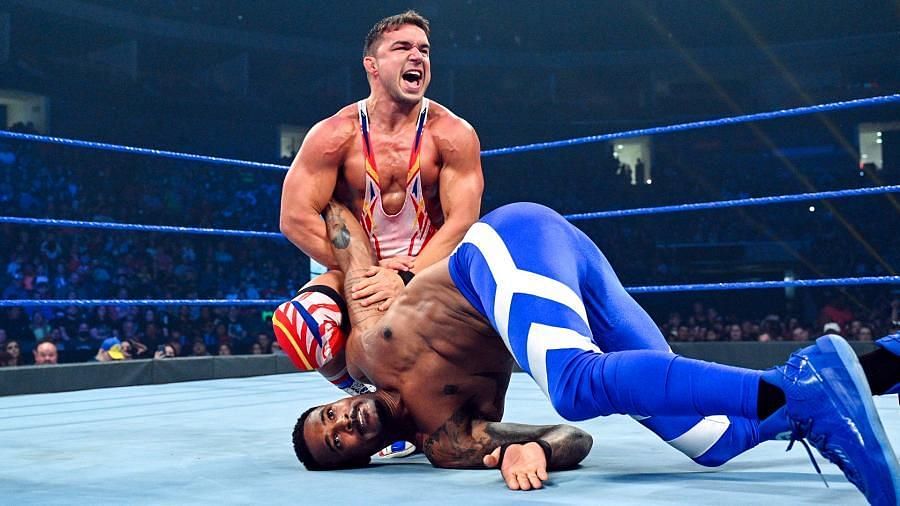 Chad Gable facing off against Montez Ford