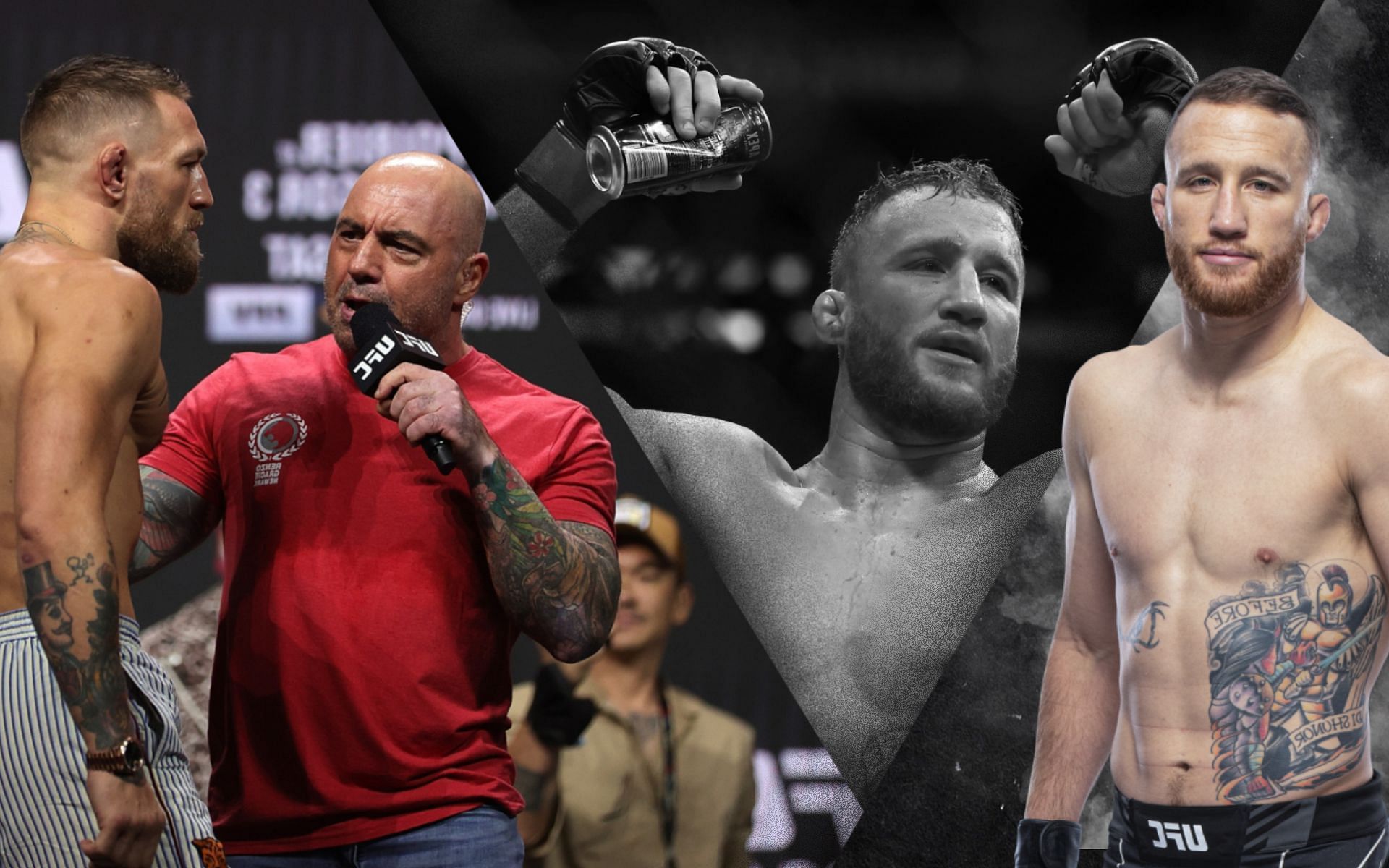 Conor McGregor and Joe Rogan(left), Justin Gaethje (middle) and (right. Image credit: UFC.com)