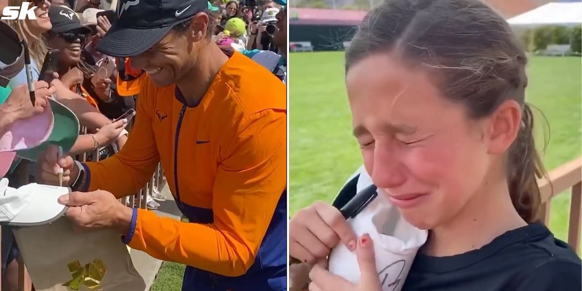 A young fan of Rafael Nadal could not control her sobs after successfully getting his autograph