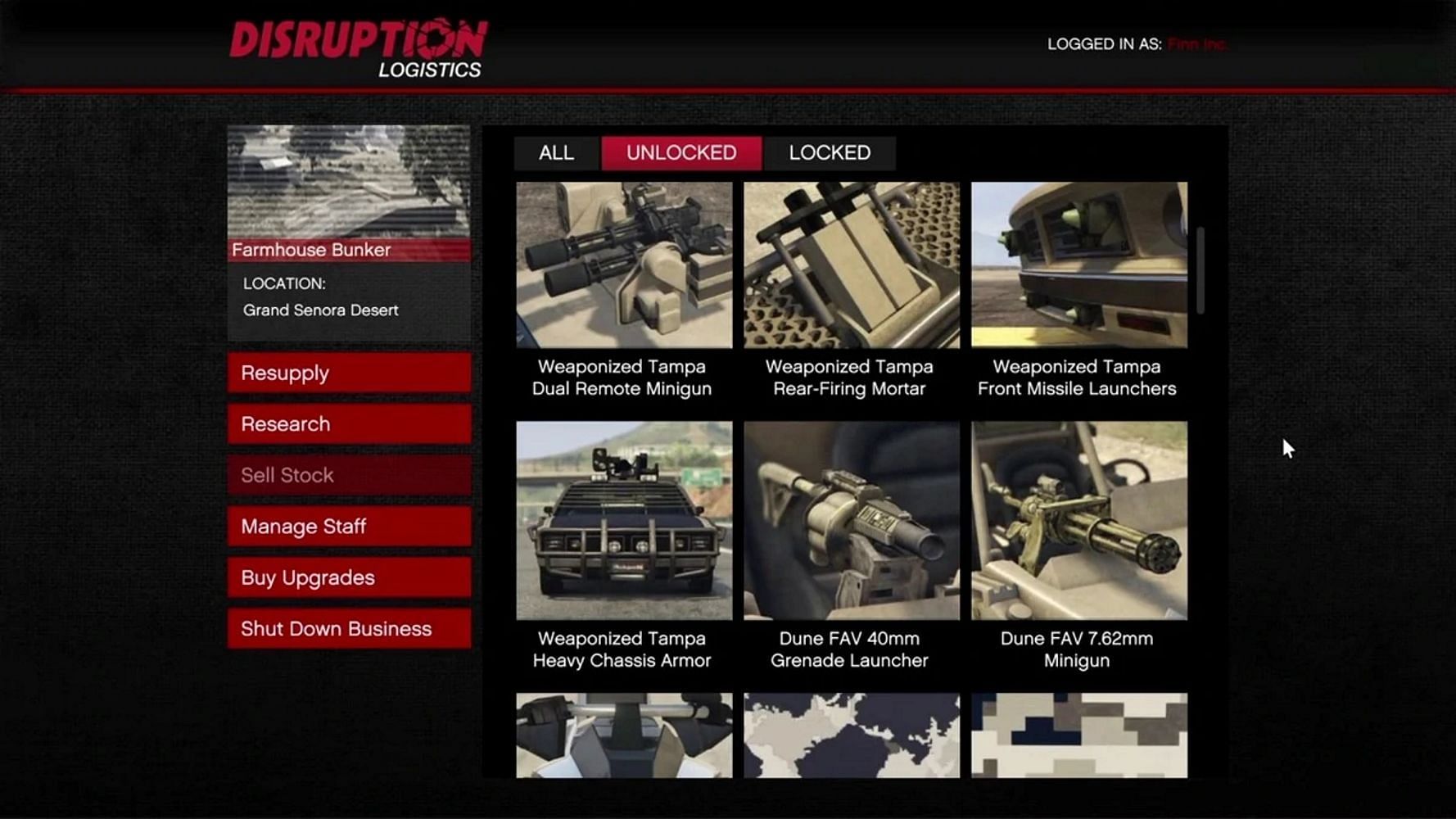 Some of the potential items that a player can unlock (Image via Rockstar Games)