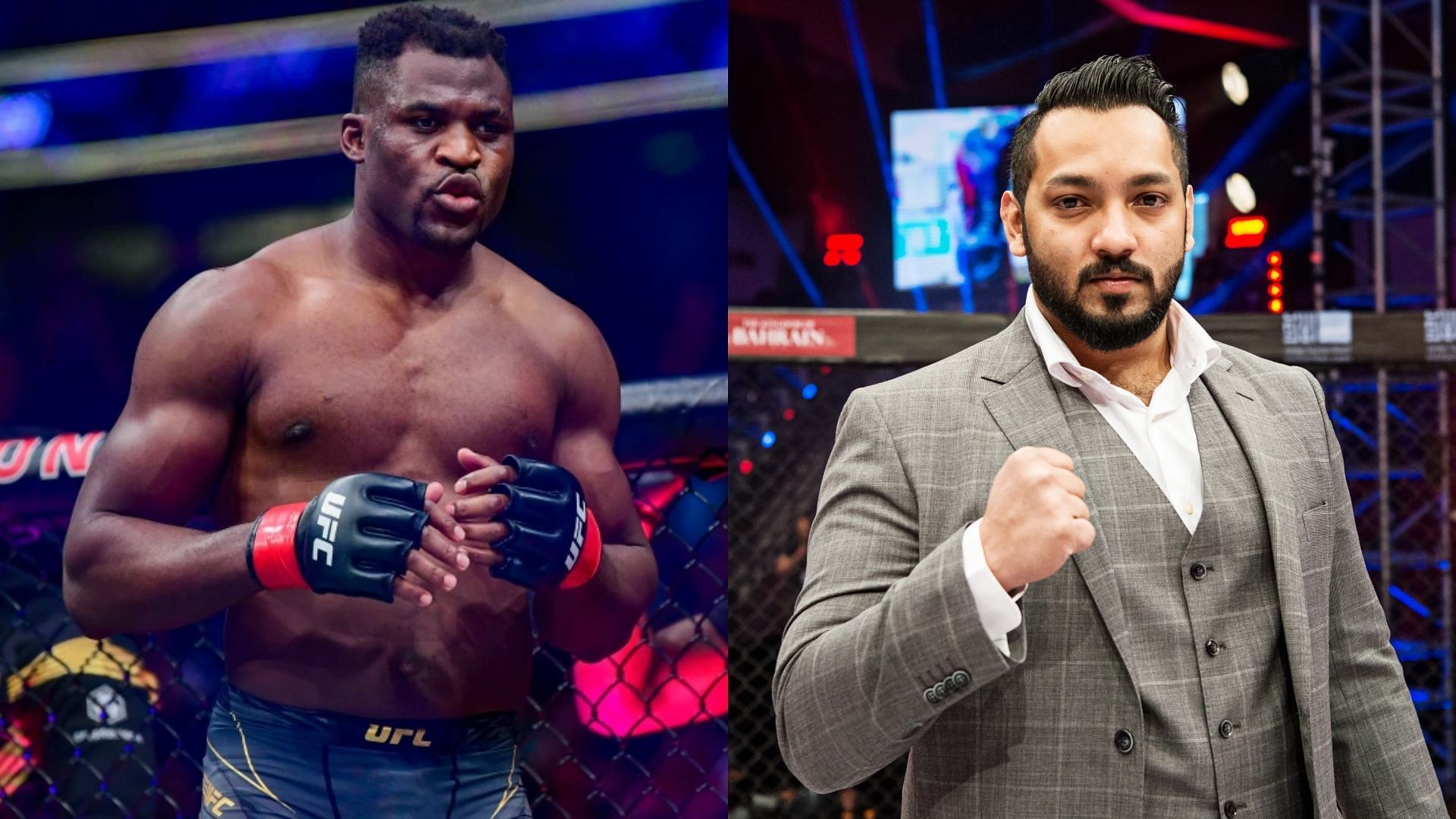 Francis Ngannou (L) and Mohammed Shahid (R)