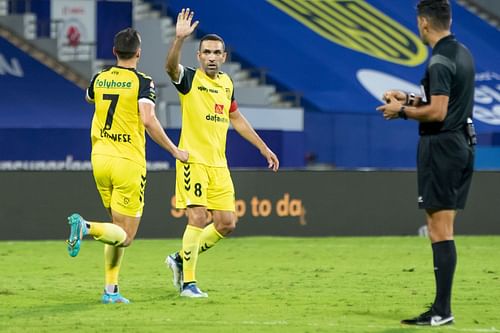 Joel Chianese celebrates his consolation goal against ATK Mohun Bagan (Image Courtesy: ISL)