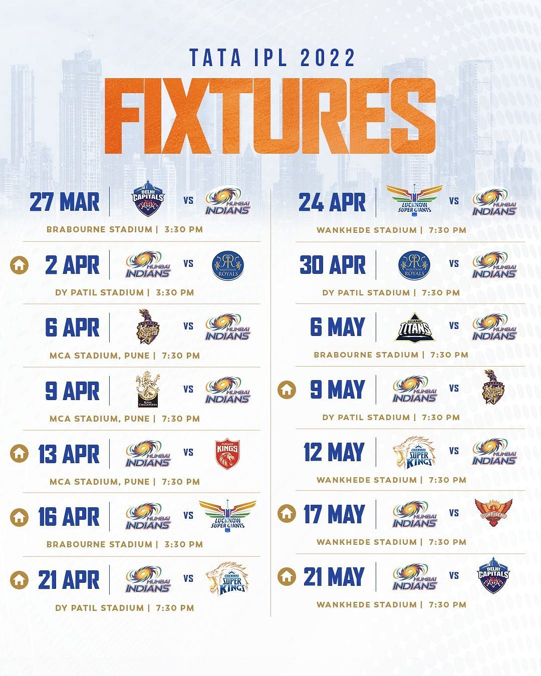 IPL 2022 time table