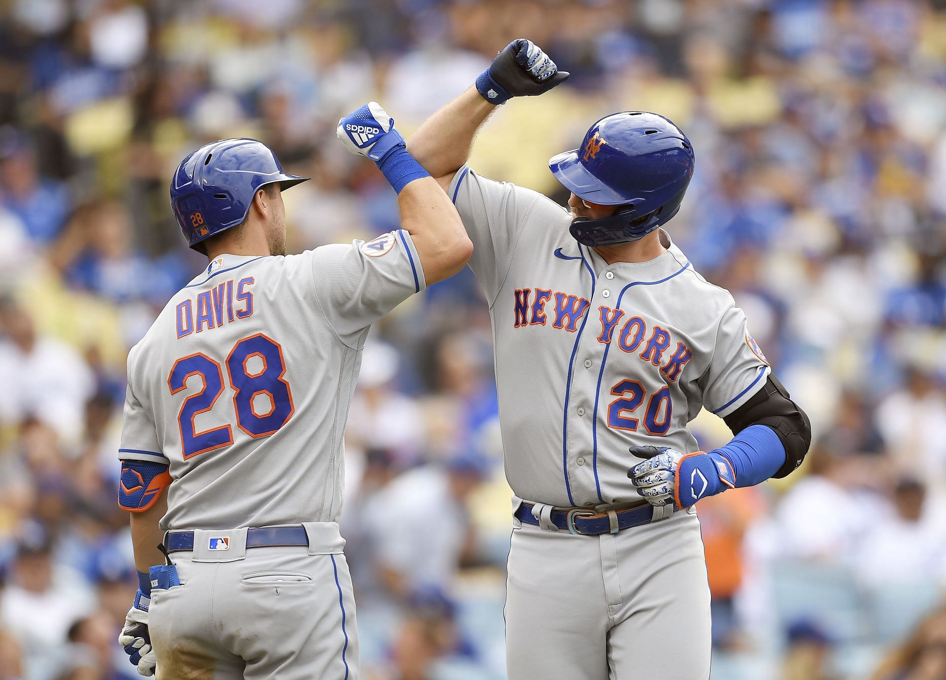 J.D. Davis and Pete Alonso. Mets v Dodgers.