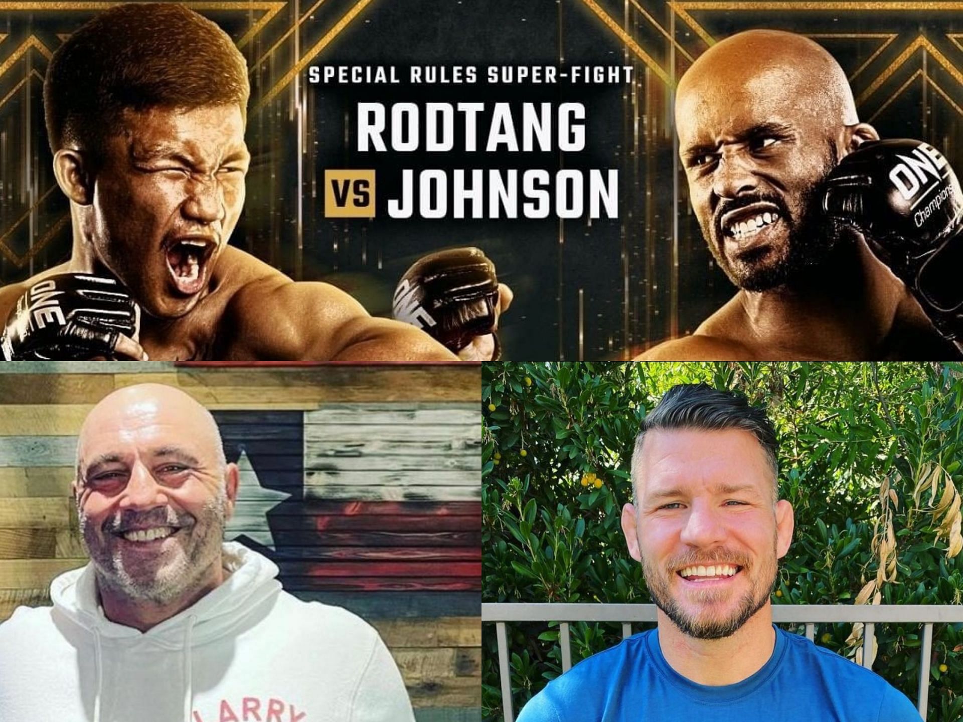 Joe Rogan (left) and Michael Bisping (right) shared their thoughts on the special rules battle (above) at ONE X. [Photo: Instagram @joerogan @mikebisping]