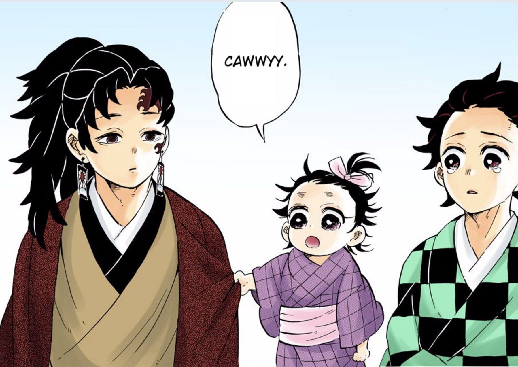Yoriichi with Sumiyoshi on the far right (Image via Shueisha)