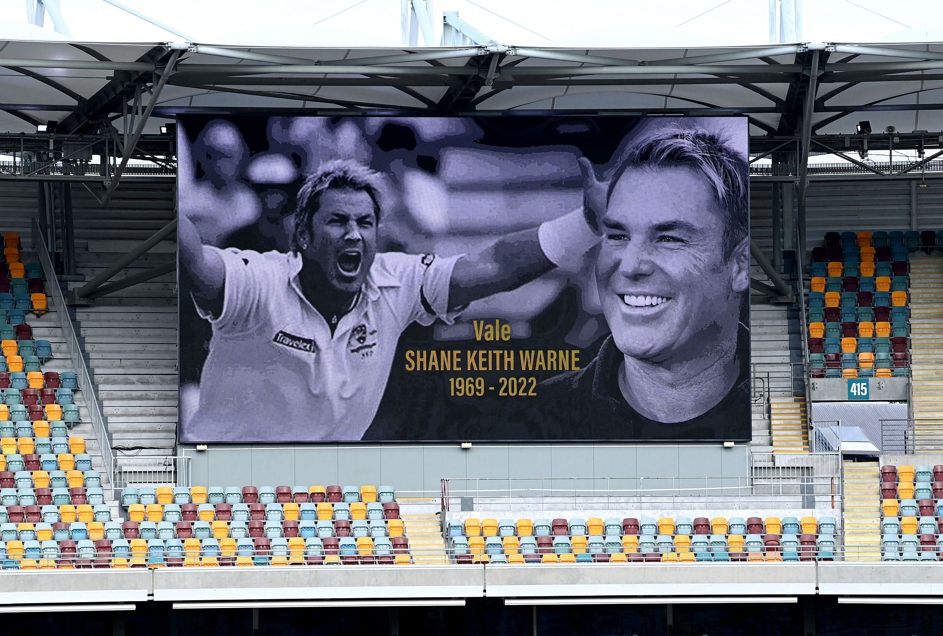 A tribute paid to Shane Warne during a Sheffield Shield match. Pic: Getty Images