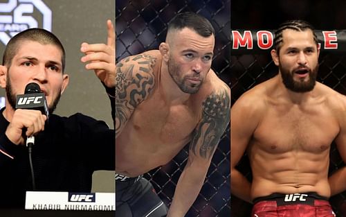 Khabib Nurmagomedov [left], Colby Covington, [center], Jorge Masvidal [right]