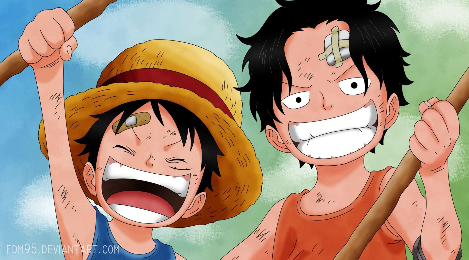 Luffy and Ace in their childhood, as seen in the anime One Piece (Image via Toei Animation)