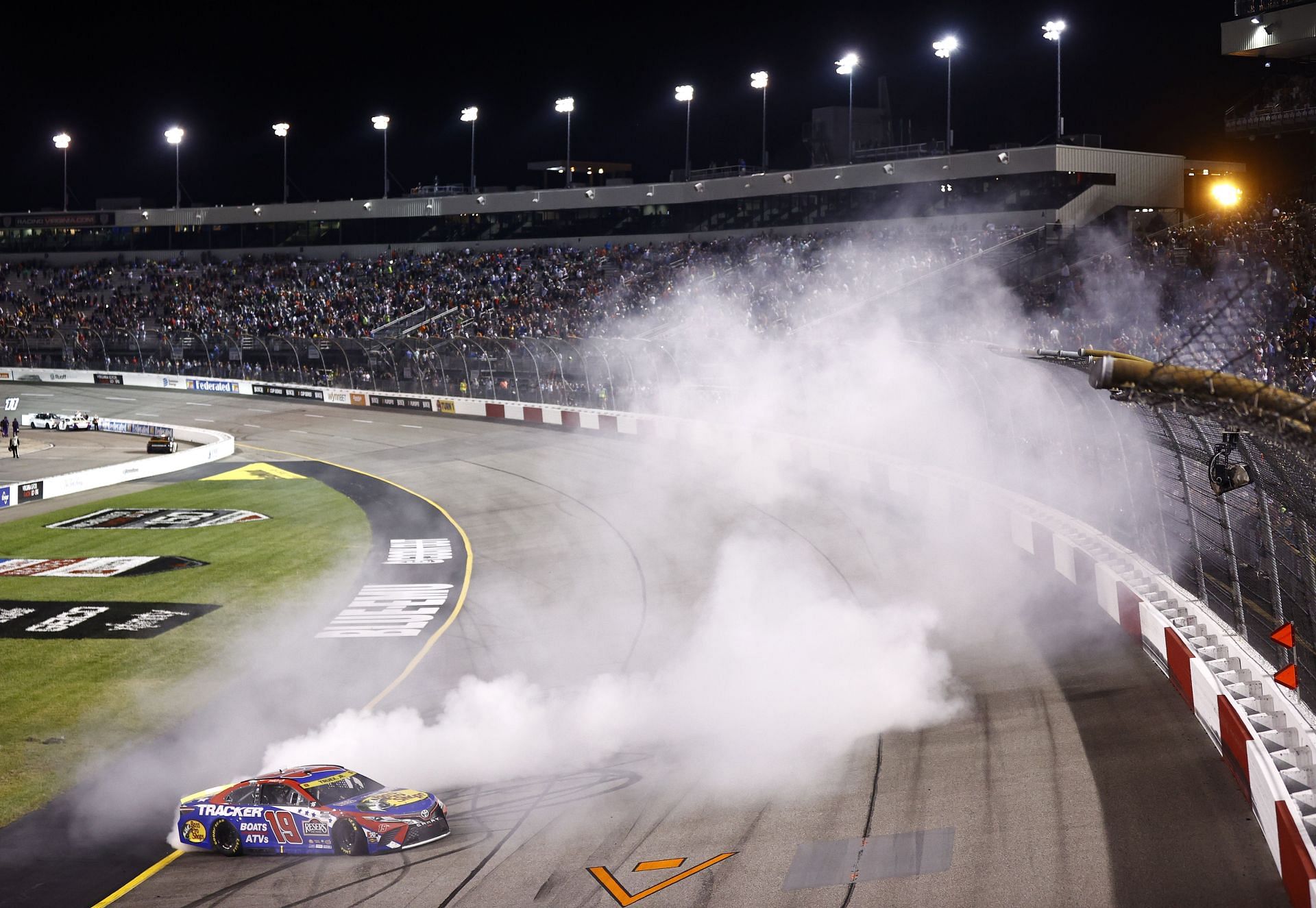 Martin Truex Jr. Martin Truex Jr. celebrates with a burnout after winning the NASCAR Cup Series Federated Auto Parts 400 Salute to First Responders at Richmond Raceway. (Photo by Jared C. Tilton/Getty Images)