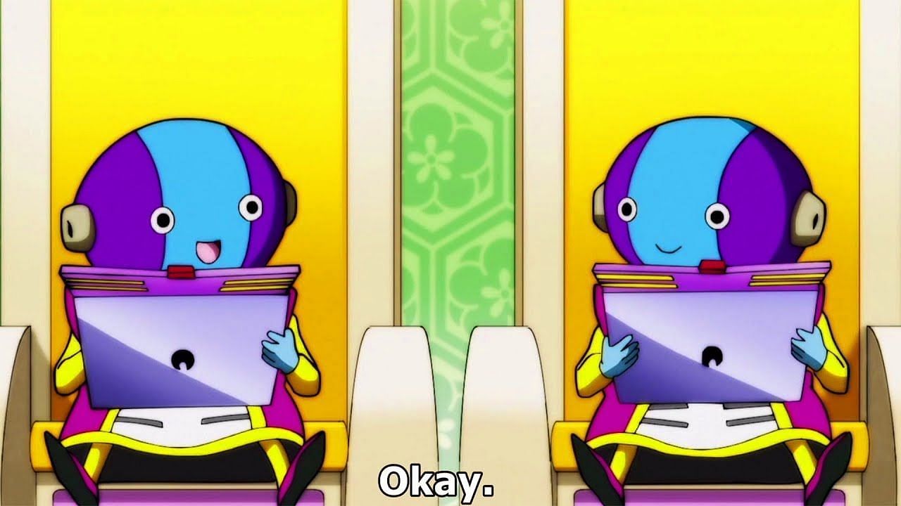 Present Zeno and Future Zeno watching the Tournament of Power together (Image via Toei Animation)