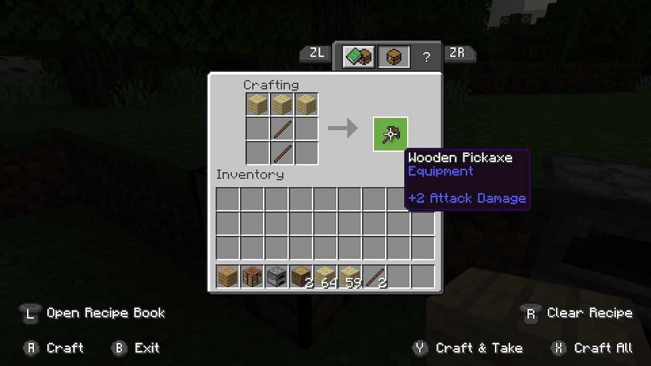 A wooden pickaxe is useful for mining other materials players need to build (Image via Minecraft)