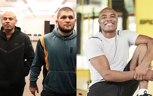 Ali Abdelaziz and Khabib Nurmagomedov (l) and Anderson Silva (r) via Instagram @aliabdeaziz000 and @spiderandersonsilva