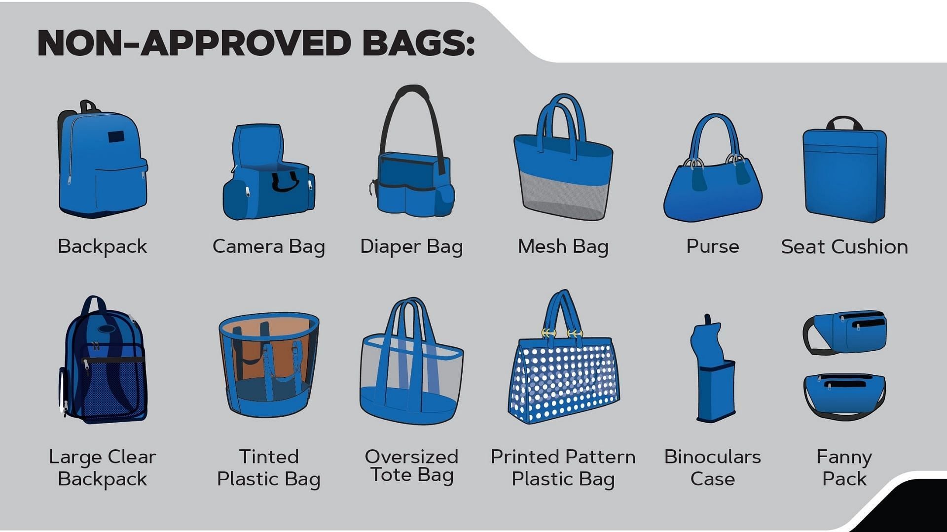 Non-approved bags (Image via Allegiant Stadium website)