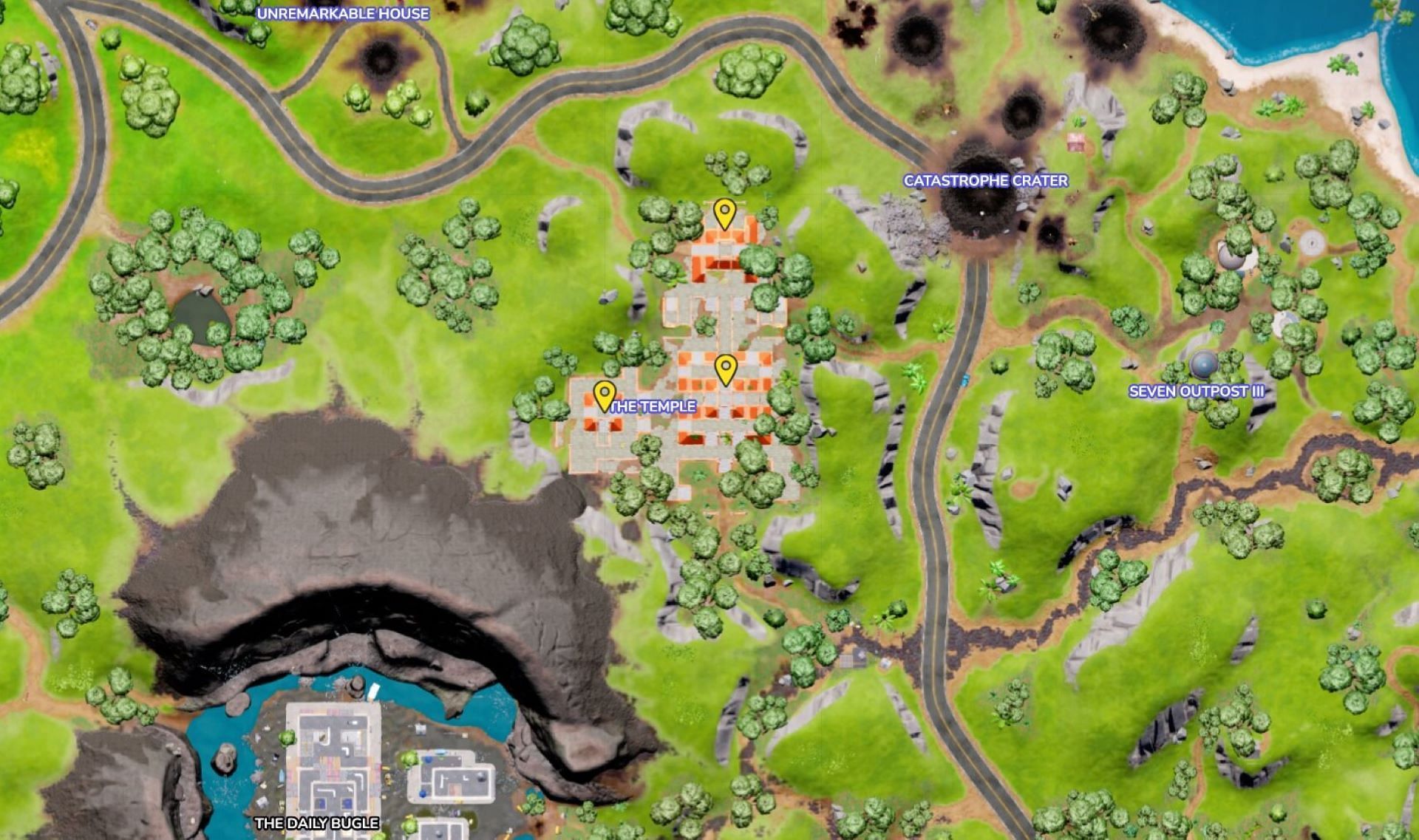 Omni Chip location in The Temple POI (Image via Fortnite.GG)