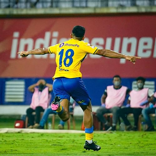 KBFC's Abdul Samad celebrates scoring against JFC. [Credits: KBFC]