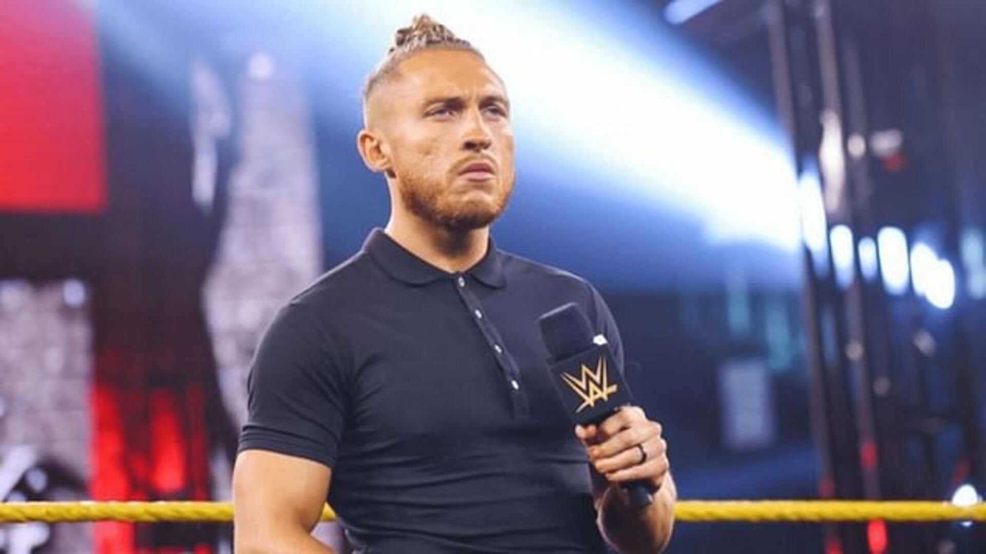 Butch (f.k.a Pete Dunne) delivering a promo on WWE NXT.