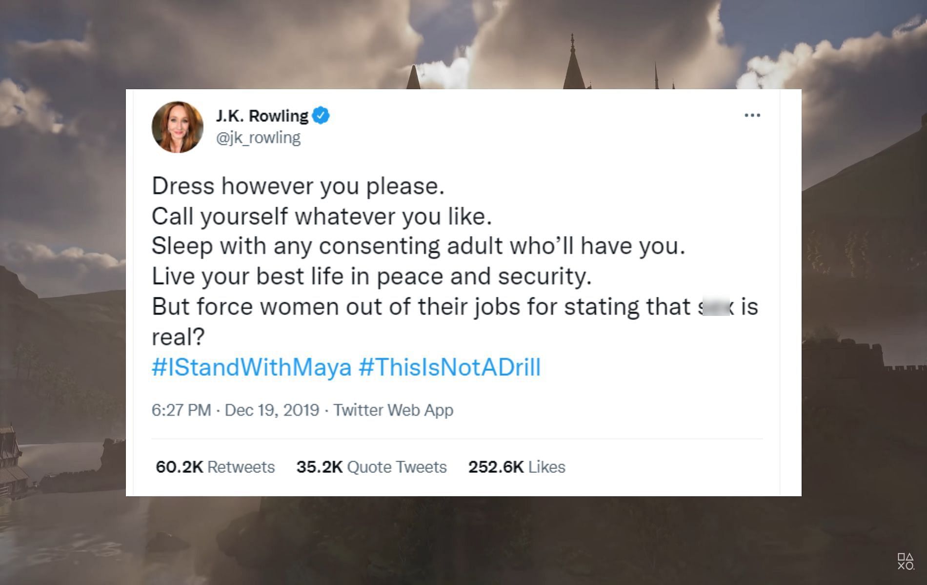 Rowling&#039;s stance (Image via jk_rowling, Twitter)
