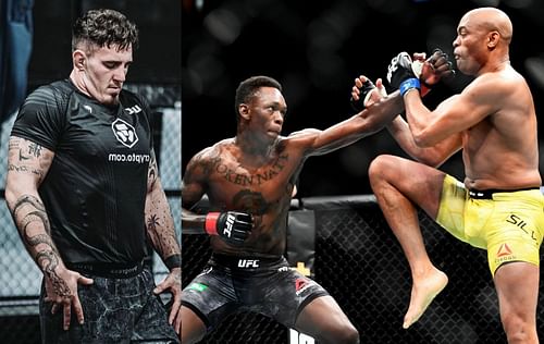 Tom Aspinall (left), Israel Adesanya (center) & Anderson Silva (right) [Image Credits- @tomaspinallofficial on Instagram]