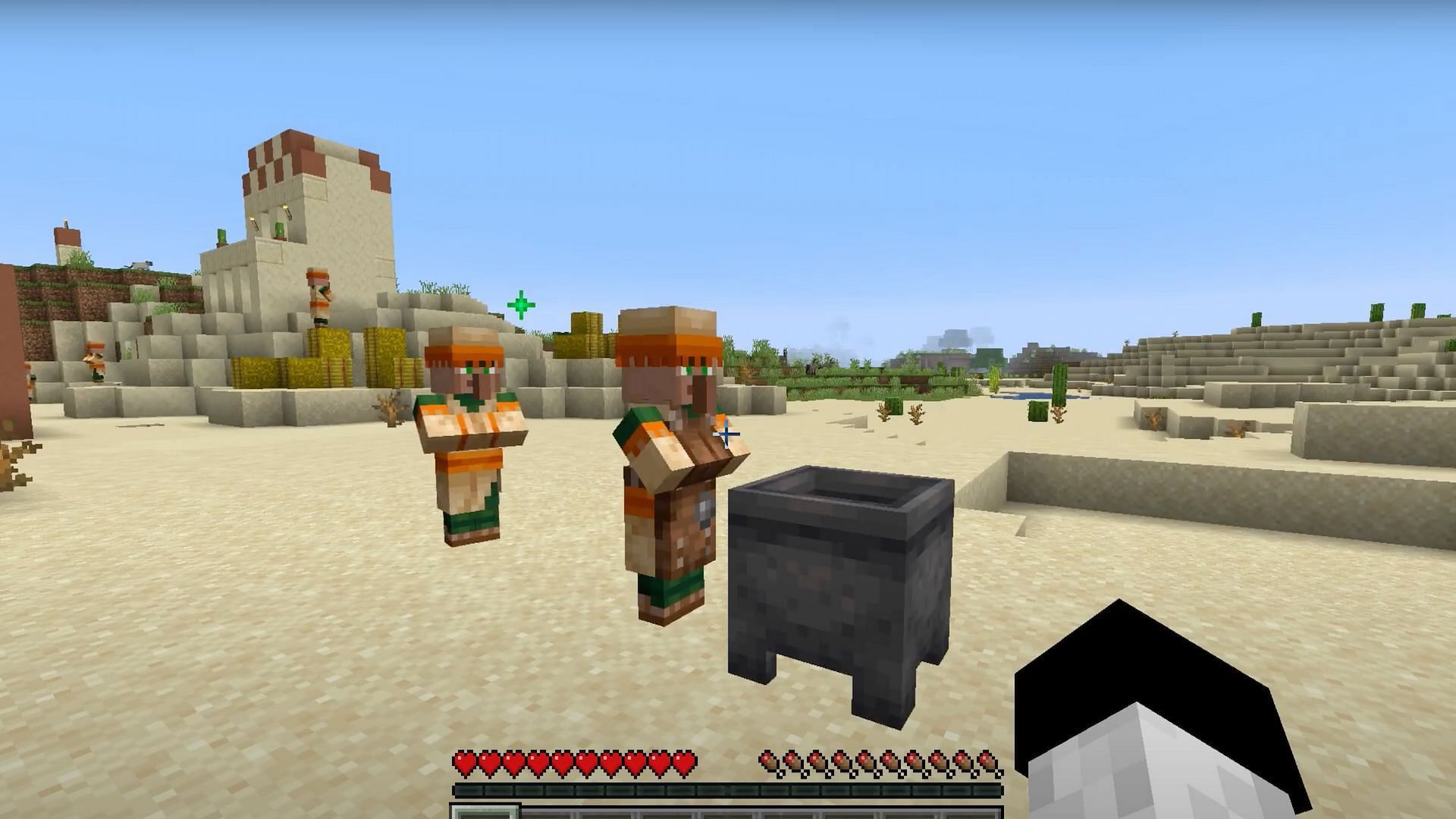Players can create Leatherworker villagers by using a cauldron near an unemployed villager (Image via RajCraft/YouTube)