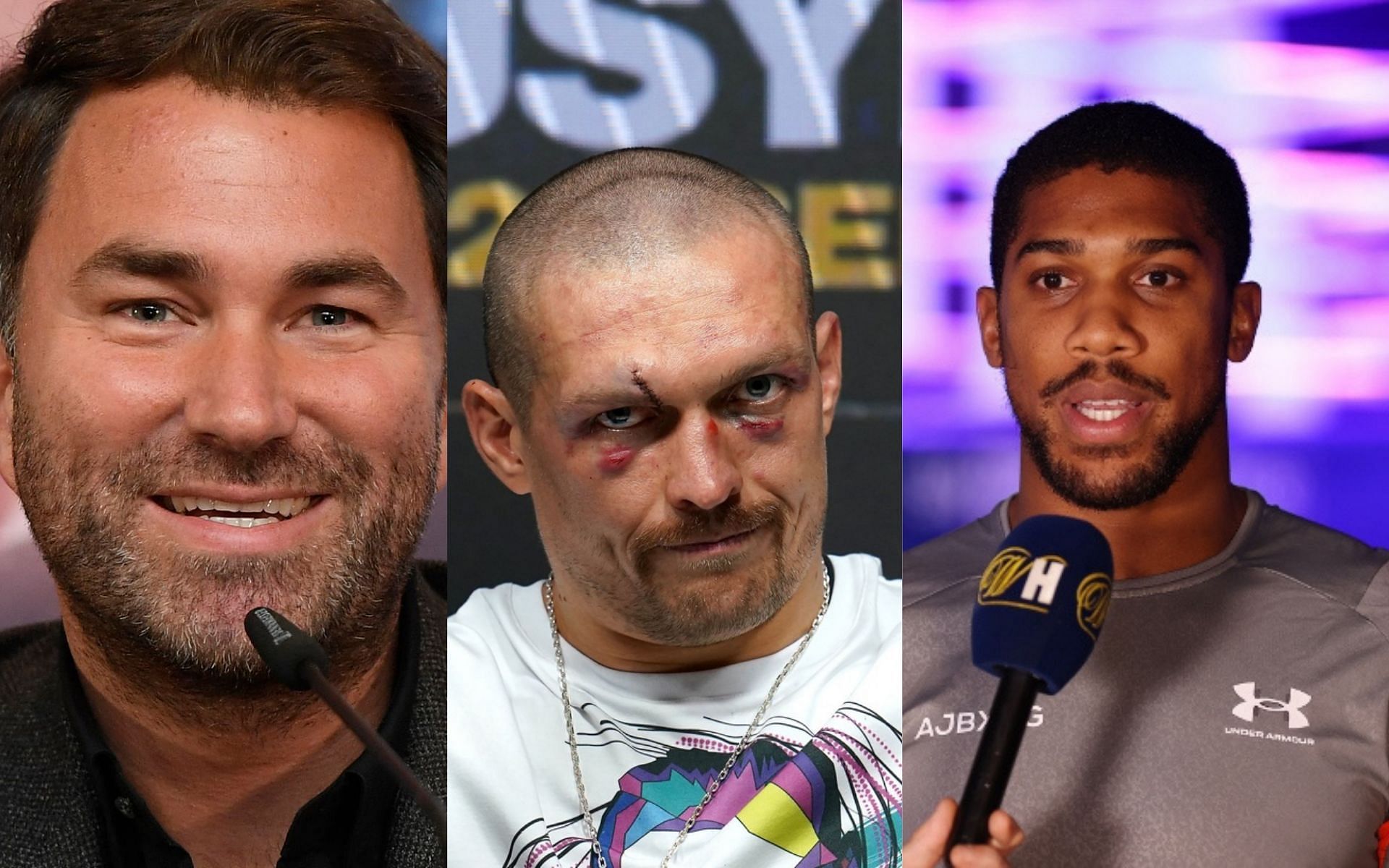 Eddie Hearn, Oleksandr Usyk, and Anthony Joshua