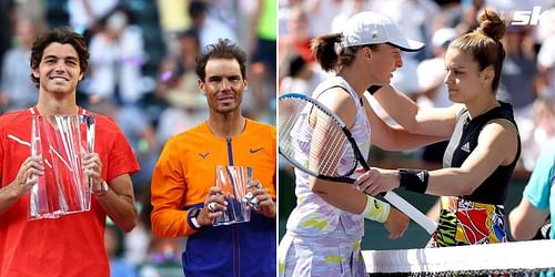 From L-R: Taylor Fritz, Rafael Nadal, Iga Swiatek and Maria Sakkari