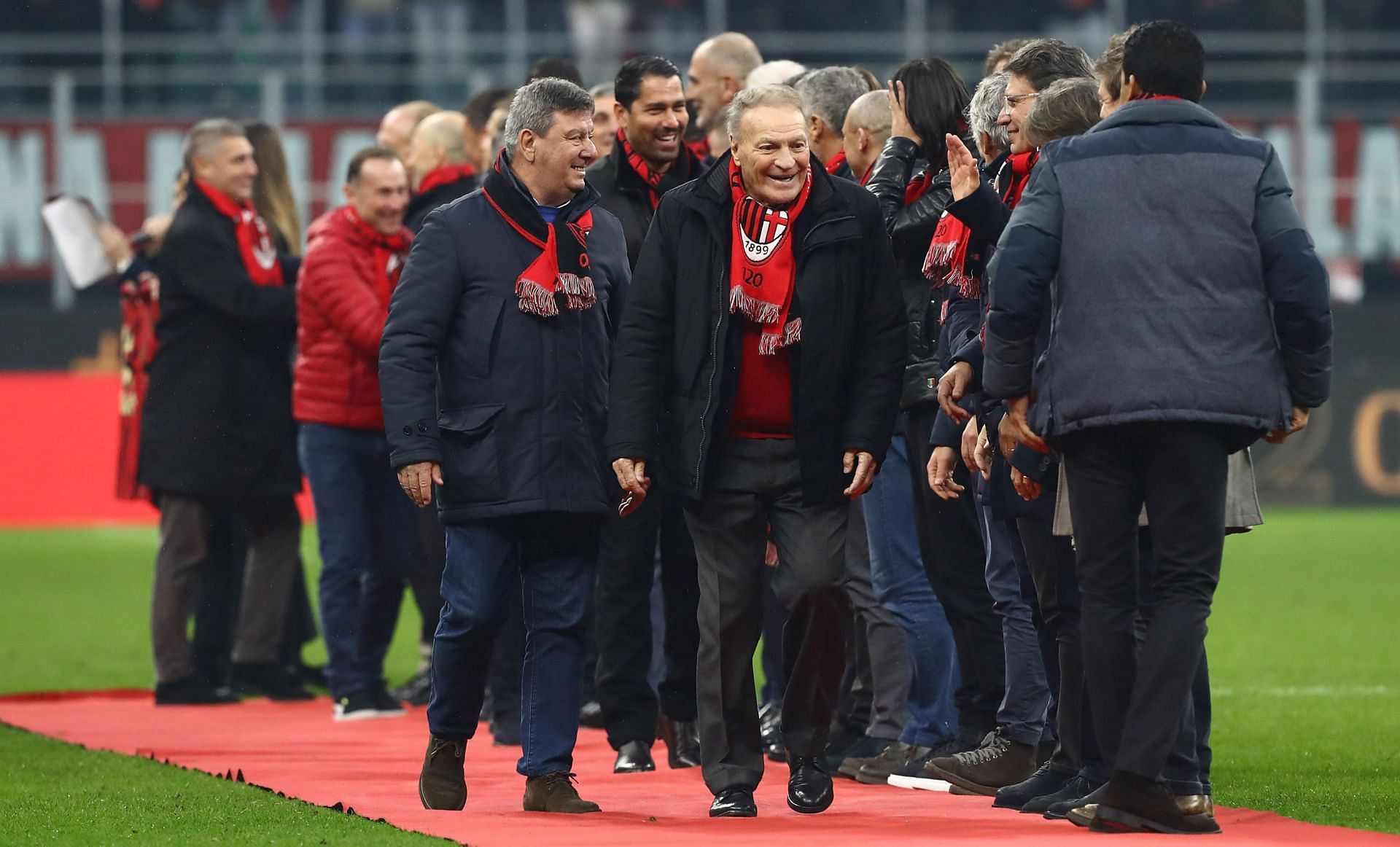 The legendary Jose Altafini (centre) attends an AC Milan fixture.