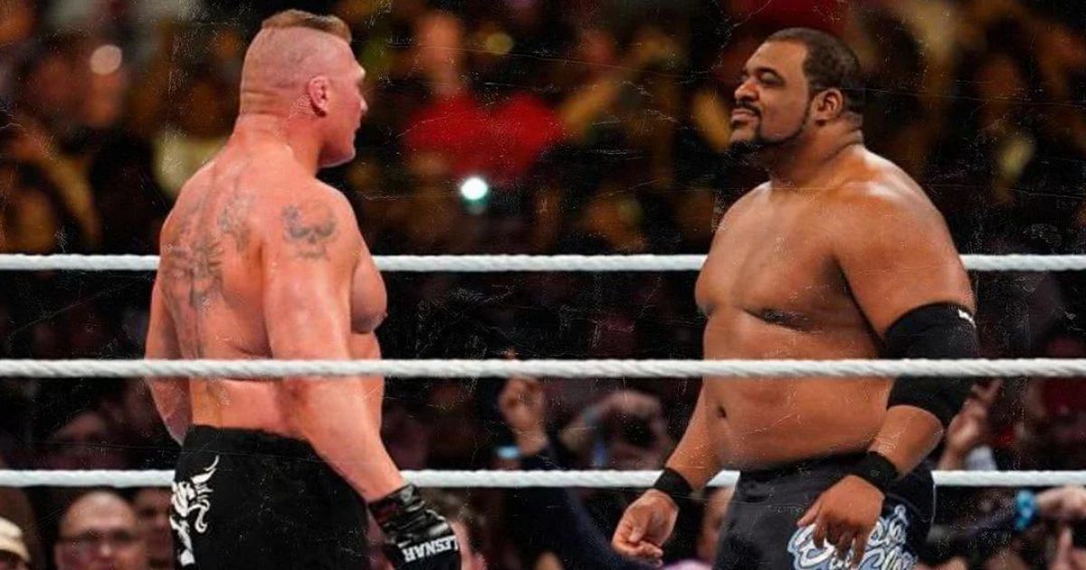 Keith Lee and Brock Lesnar at the Royal Rumble.