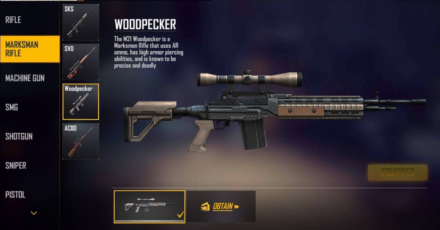 Woodpecker has the highest armor penetration among AR, SG, and SMGs (Image via Garena)