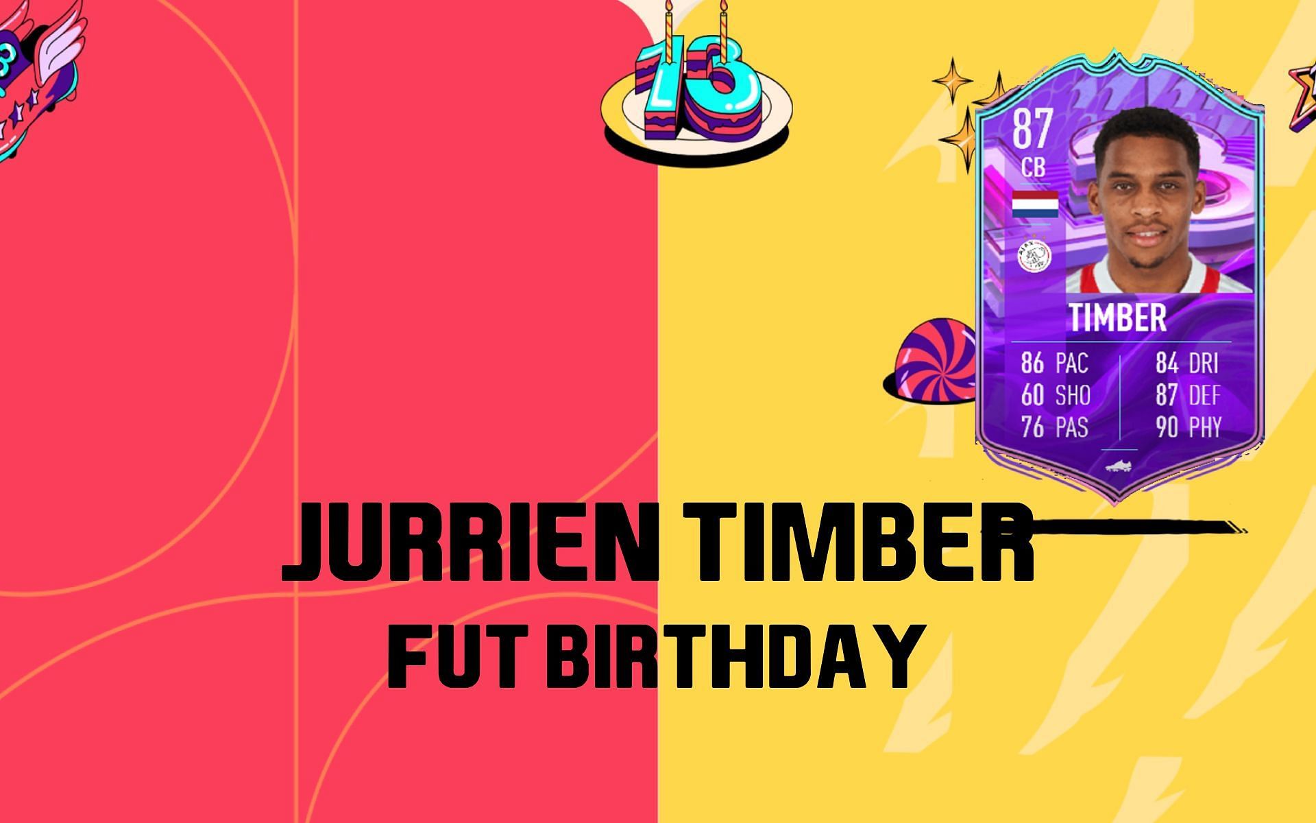 Jurri&euml;n Timber FUT Birthday card in FIFA 22 (Image via Sportskeeda)