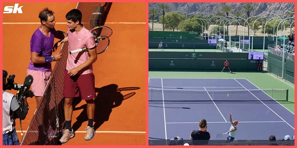 Rafael Nadal practiced with Carlos Alcaraz at the Indian Wells Tennis Garden