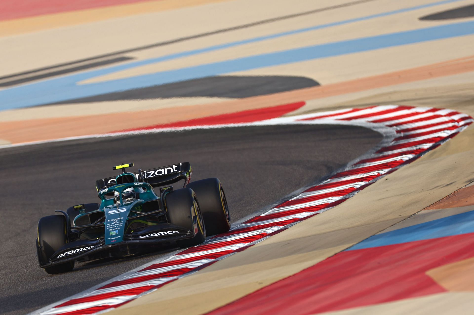 Sebastian Vettel (#5) Aston Martin AMR22 during Bahrain pre-season testing