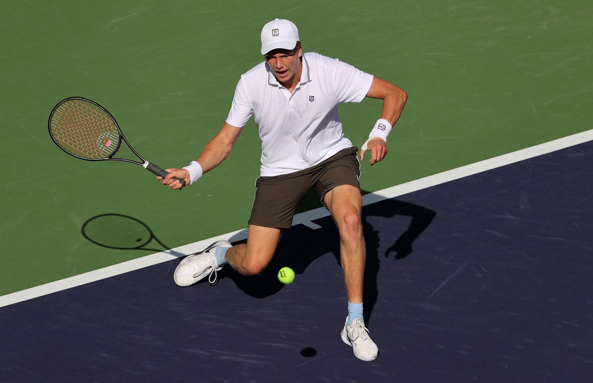 Jenson Brooksby in action at the Indian Wells Masters last year