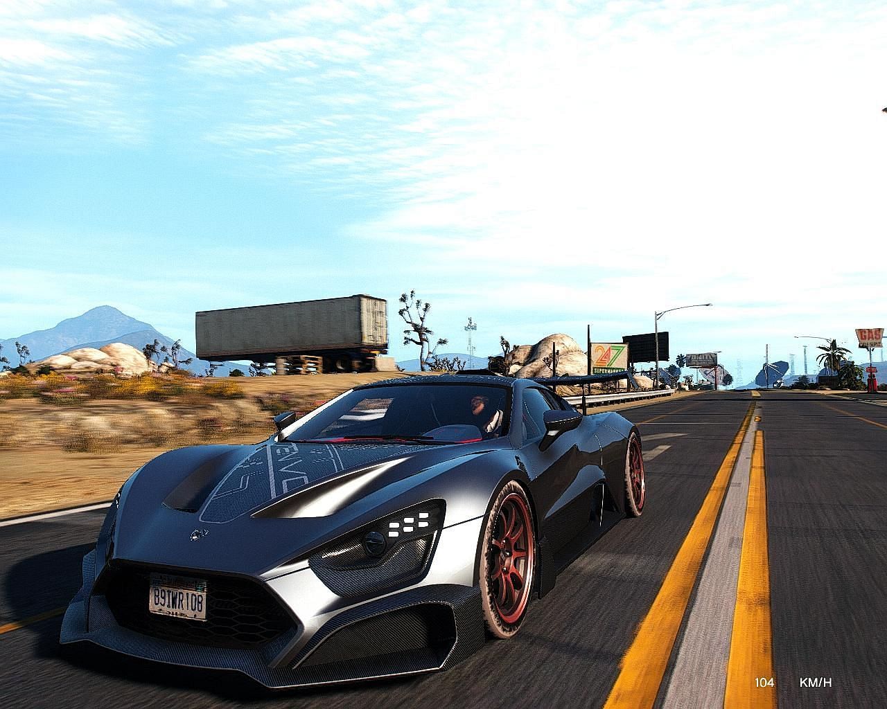 The Zenvo TSR-S is the car on the extreme right behind Hao (Image via GTA5 Mods)